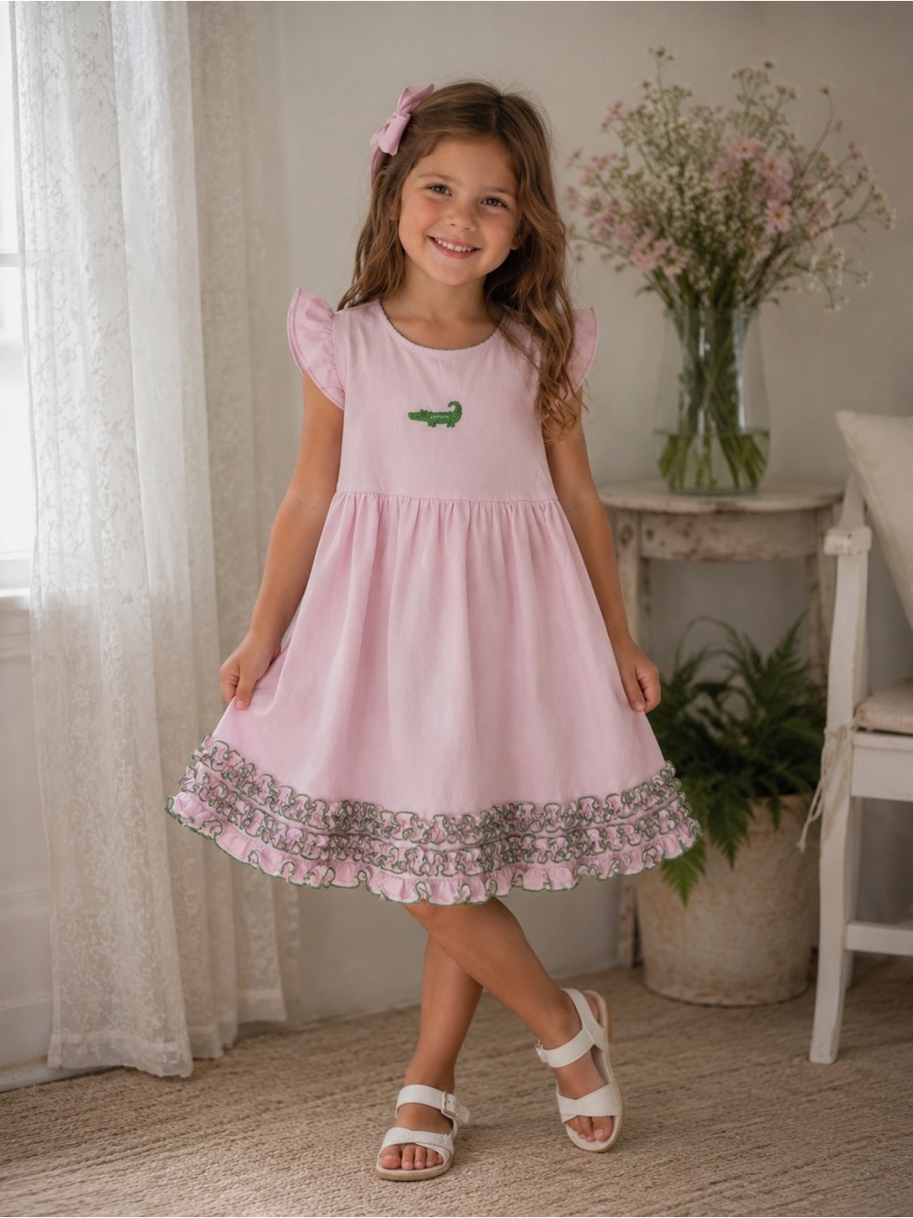 Magnolia Baby Pink Pima Cotton Dress Size 5 Girl Spring Dress Old Florida